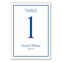 Classic Navy & White Wedding Tischnummer Card