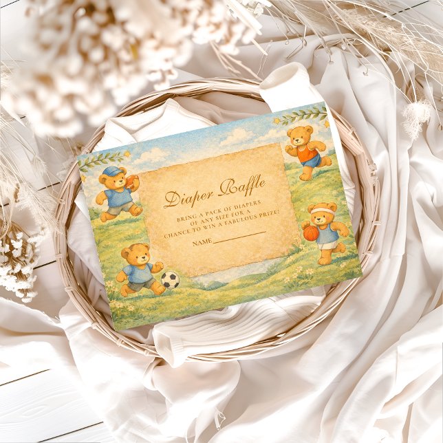 Classic Nursery Sports Bears Diapper Raffle Begleitkarte (Von Creator hochgeladen)