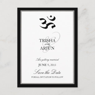 Classic Om Mantra Indian Wedding Save the Date Ankündigungspostkarte