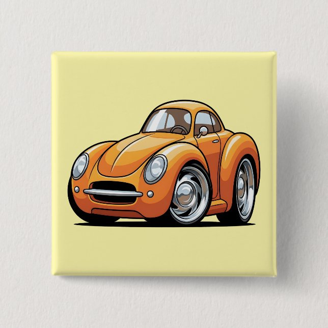 Classic Orange Toon Car Button (Vorderseite)