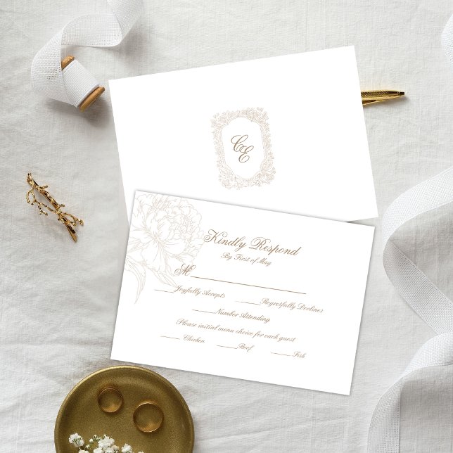 Classic Outline Floral RSVP Respond Card (Von Creator hochgeladen)
