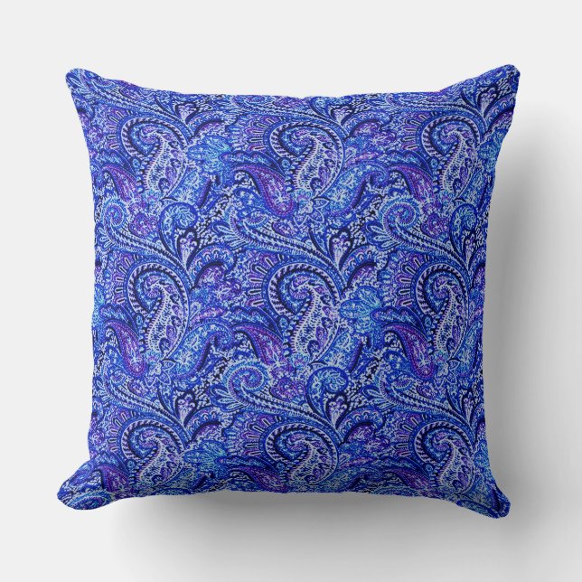 Classic Paisley Vibrant Blue Throw Kissen (Vorderseite)