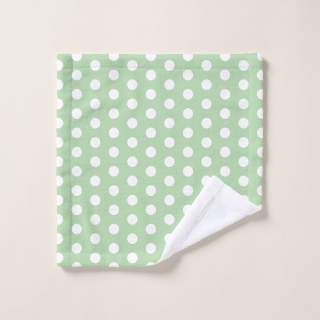 Classic Pale Green Polka Dots Waschlappen (Waschlappen)