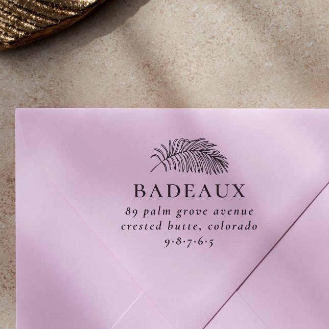 Classic Palm & Family Zuhause Address Rücksendeadr Permastempel (Stamp Mockup)