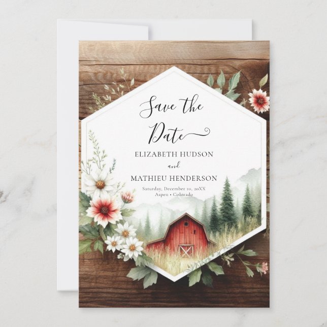 Classic Pampas Grass Barnyard Wedding Save The Date (Vorderseite)