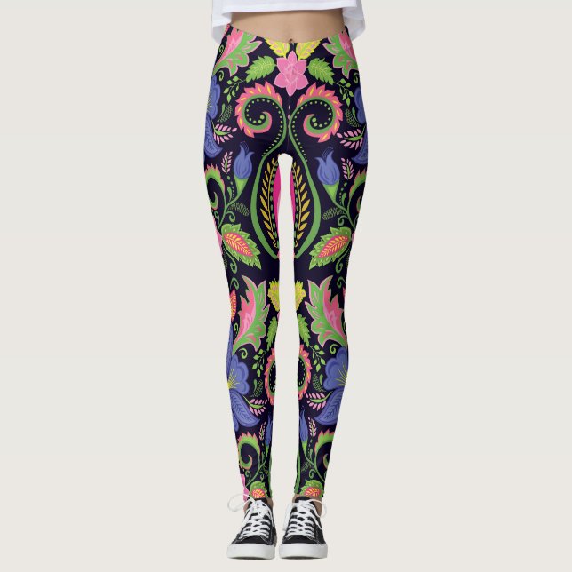 Classic Pansy: Vintages Blumenmuster Leggings (Vorderseite)