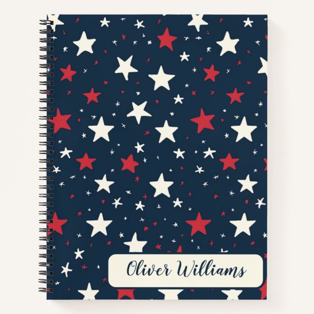 Classic Patriotic Stars Pattern Notizbuch (Vorderseite)