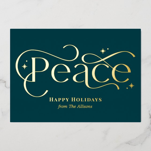 Classic Peace Foil Business Holiday Card Folieneinladung (Vorderseite)