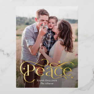 Classic Peace Foil Foto Holiday Postcard Folien Feiertagspostkarte
