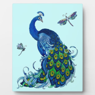 Classic Peacock and Dragonfly Design Fotoplatte
