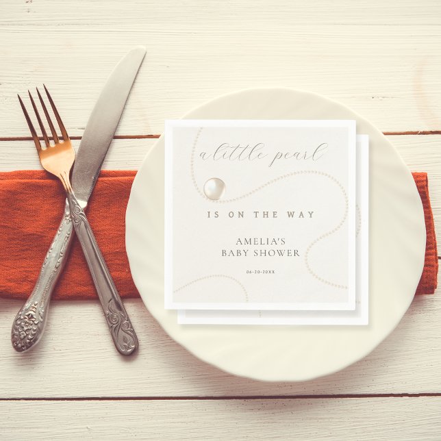 Classic Pearl Elegant Baby Shower Serviette (Von Creator hochgeladen)