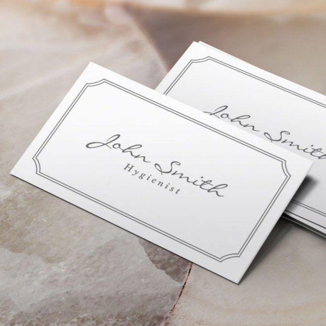 Classic Pearl White Hygienist Business Card Visitenkarte (Von Creator hochgeladen)