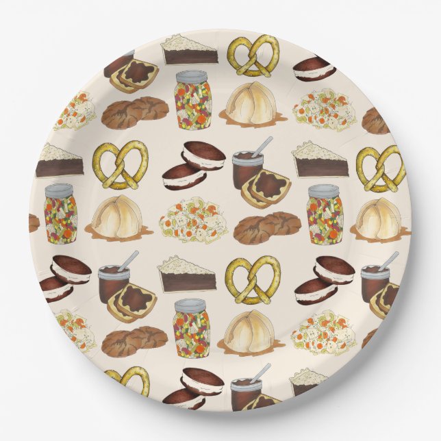 Classic Pennsylvania PA Dutch Amish Food Geschirr Pappteller (Vorderseite)