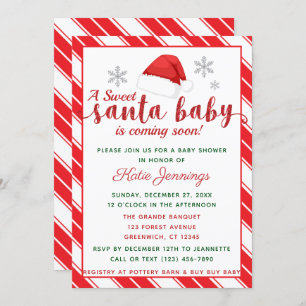 Classic Peppermint Stripe Santa Baby Dusche Einladung