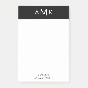 Classic Personal Monogram Sticky Notepad Post-it Klebezettel