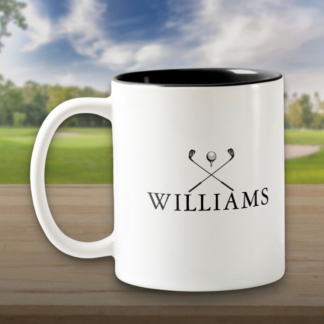 Classic Personalisiert Name Golf Clubs Zweifarbige Tasse (Classic Personalized Name Golf Clubs Two-Tone Coffee Mug)