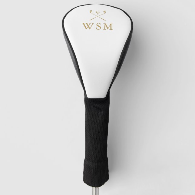 Classic Personalized Gold Monogram Golf Clubs Golf Headcover (Vorderseite)