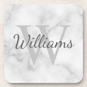 Classic Personalized Monogram and Name Marble Look Getränkeuntersetzer