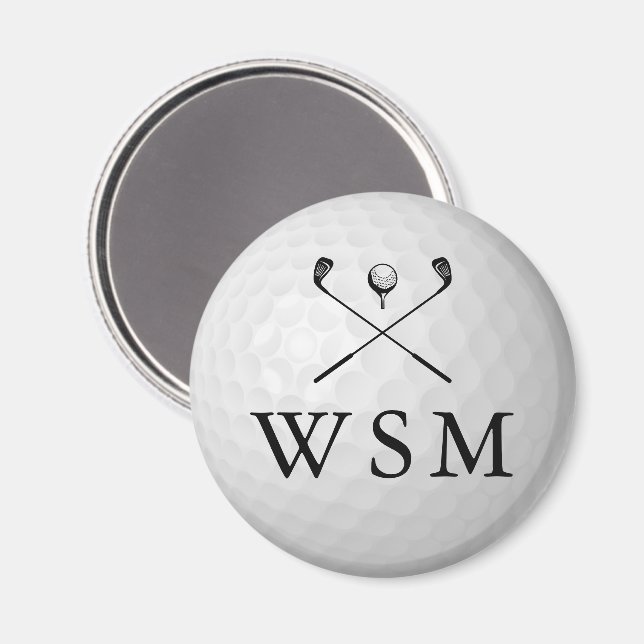 Classic Personalized Monogram Golf Ball Magnet (Vorderseite/Rückseite)