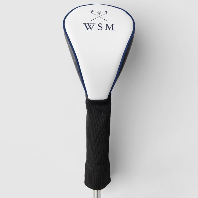 Classic Personalized Navy Blue Monogram Golf Clubs Golf Headcover (Vorderseite)