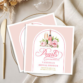 Classic Personalized Pearls and Prosecco Napkins Serviette