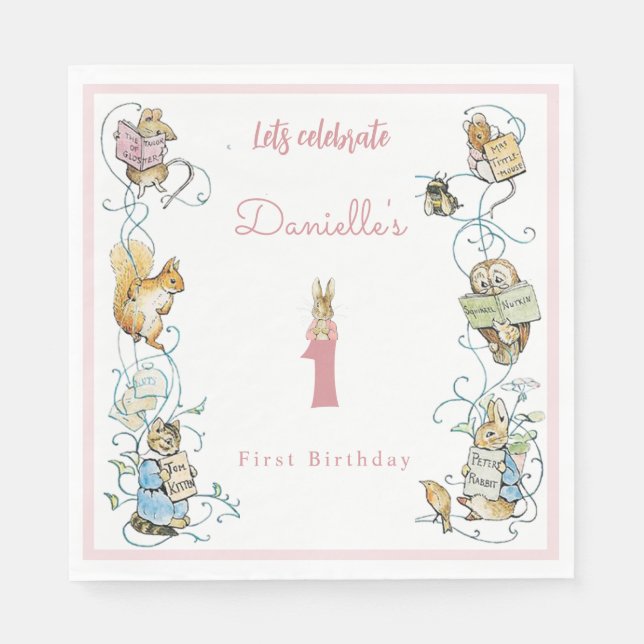 Classic Peter der Rabbit Beatrix Potter Geburtstag Serviette (Vorderseite)