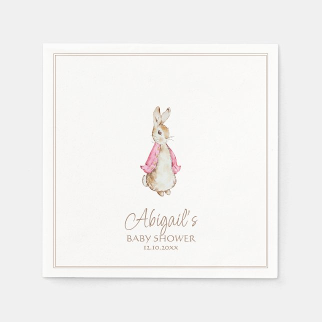 Classic Peter der Rabbit Pink Girl Baby Dusche Serviette (Vorderseite)