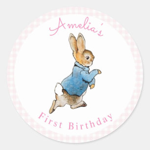 Classic Peter Rabbit Beatrix Potter Birthday Runder Aufkleber