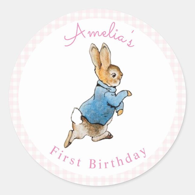 Classic Peter Rabbit Beatrix Potter Birthday Runder Aufkleber