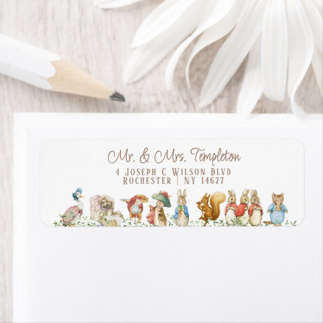 Classic Peter the Rabbit Baby Duwer Address Label (Insitu)