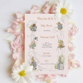 Classic Peter the Rabbit Baby Girl Shower Einladung