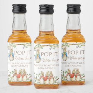 Classic Peter the Rabbit Baby Shower Book Request Alkoholflaschenetikett