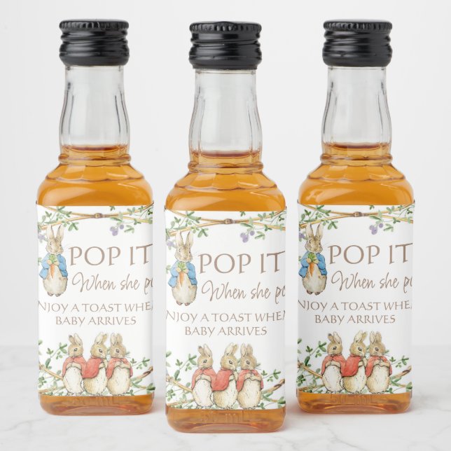 Classic Peter the Rabbit Baby Shower Book Request Alkoholflaschenetikett (Flaschen)