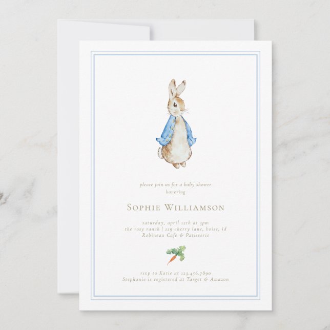 Classic Peter the Rabbit Baby Shower Einladung (Vorderseite)