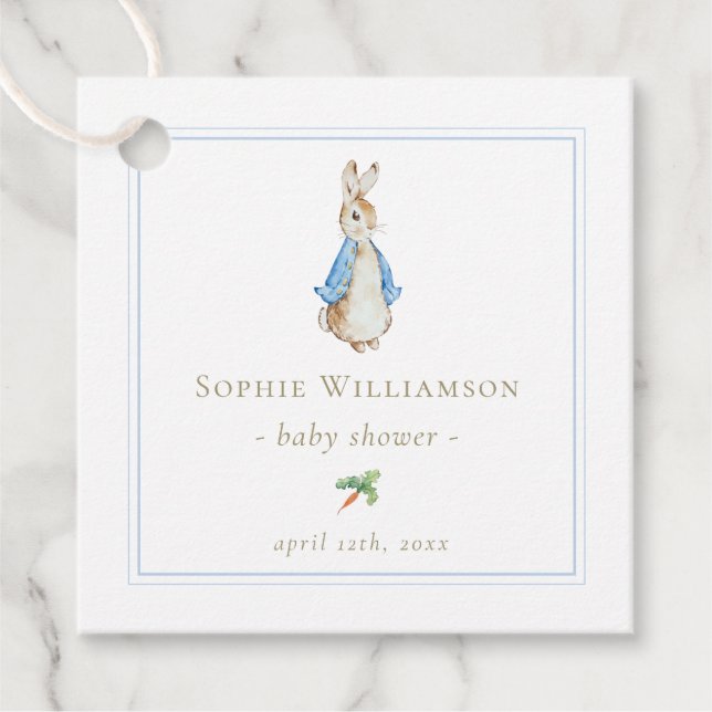 Classic Peter the Rabbit Baby Shower Geschenkanhänger (Vorderseite)
