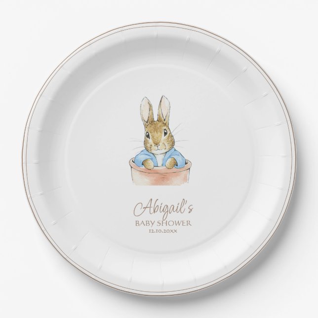 Classic Peter the Rabbit Baby Shower Pappteller (Vorderseite)