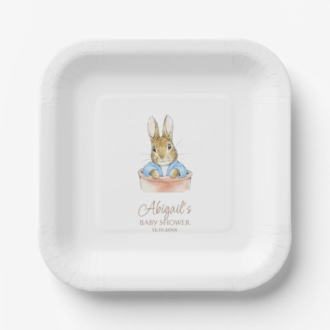 Classic Peter the Rabbit Baby Shower Pappteller (Vorderseite)