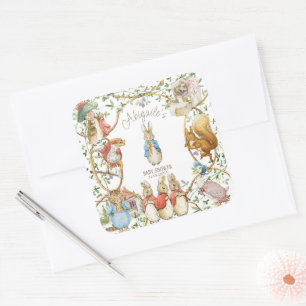 Classic Peter the Rabbit Baby Shower Quadratischer Aufkleber