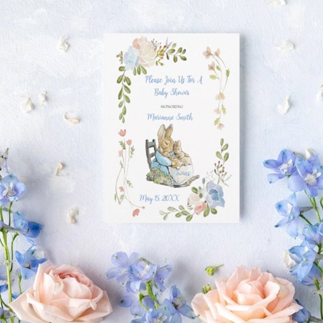 Classic Peter the Rabbit Twins Baby Shower Einladung (Von Creator hochgeladen)