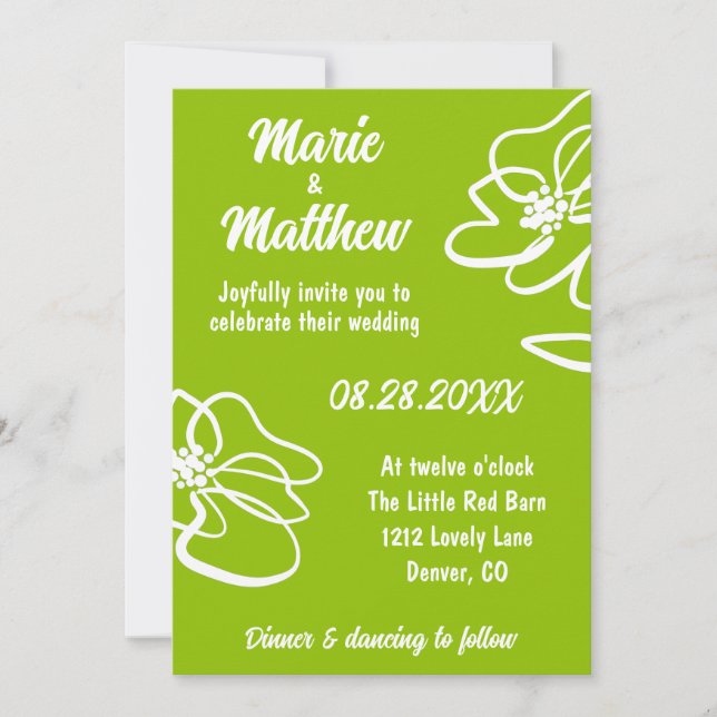 Classic Photo Citrus Green Floral Wedding  Einladung (Vorderseite)