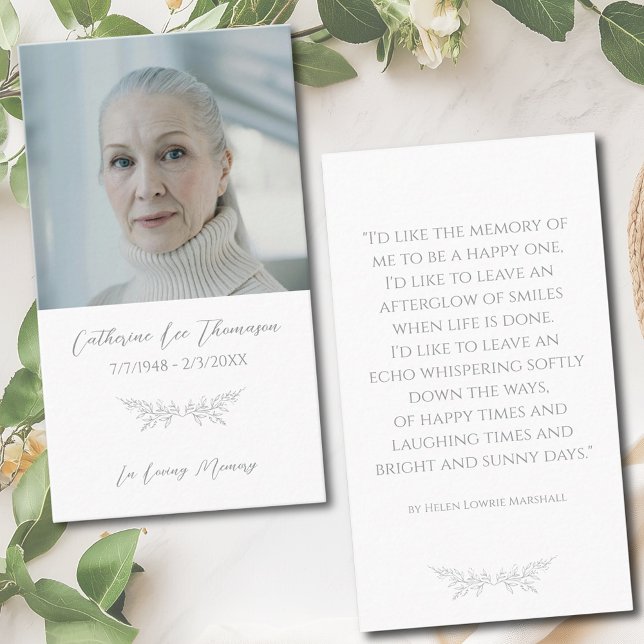 Classic Photo Elegant Floral Funeral Prayer Card Visitenkarte (Classic Photo Elegant Floral Funeral Prayer Card
)