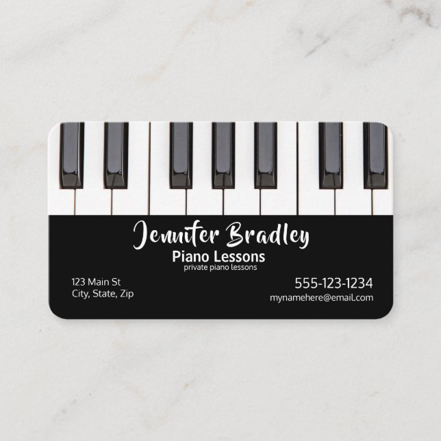 Classic Piano Teacher Business Cards Visitenkarte (Vorderseite)