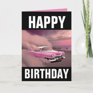 CLASSIC PINK CAR BIRTHDAY CARD KARTE