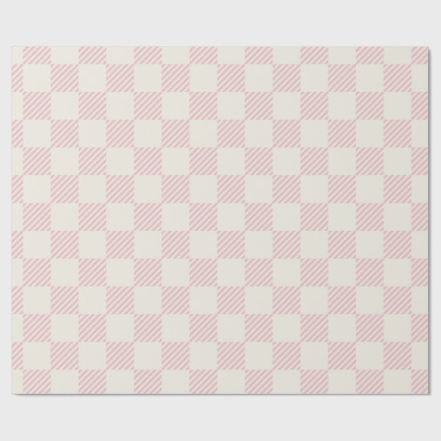 Classic Pink & Cream Diagonal Check Wrapping Paper Geschenkpapier (Flach)