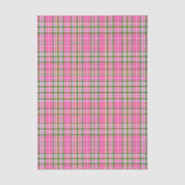 Classic Pink & Green Tartan Plaid Seidenpapier (Vorderseite)