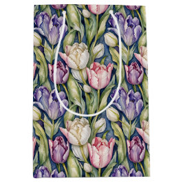 Classic Pink, Purple, Whute Tulips Mittlere Geschenktüte