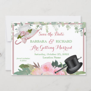 CLASSIC Pink Rose Floral Hochzeitstag Gerettet Einladung