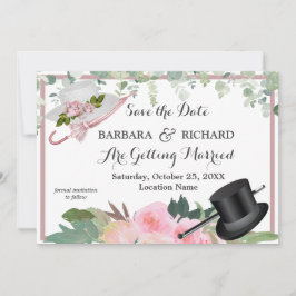CLASSIC Pink Rose Floral Hochzeitstag Gerettet Einladung