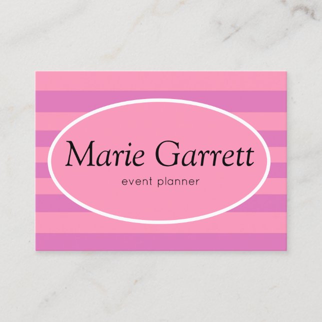 Classic Pink Stripe Business Card Visitenkarte (Vorderseite)