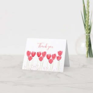 Classic Pink Tulips Floral Wedding Vielen Dank Dankeskarte